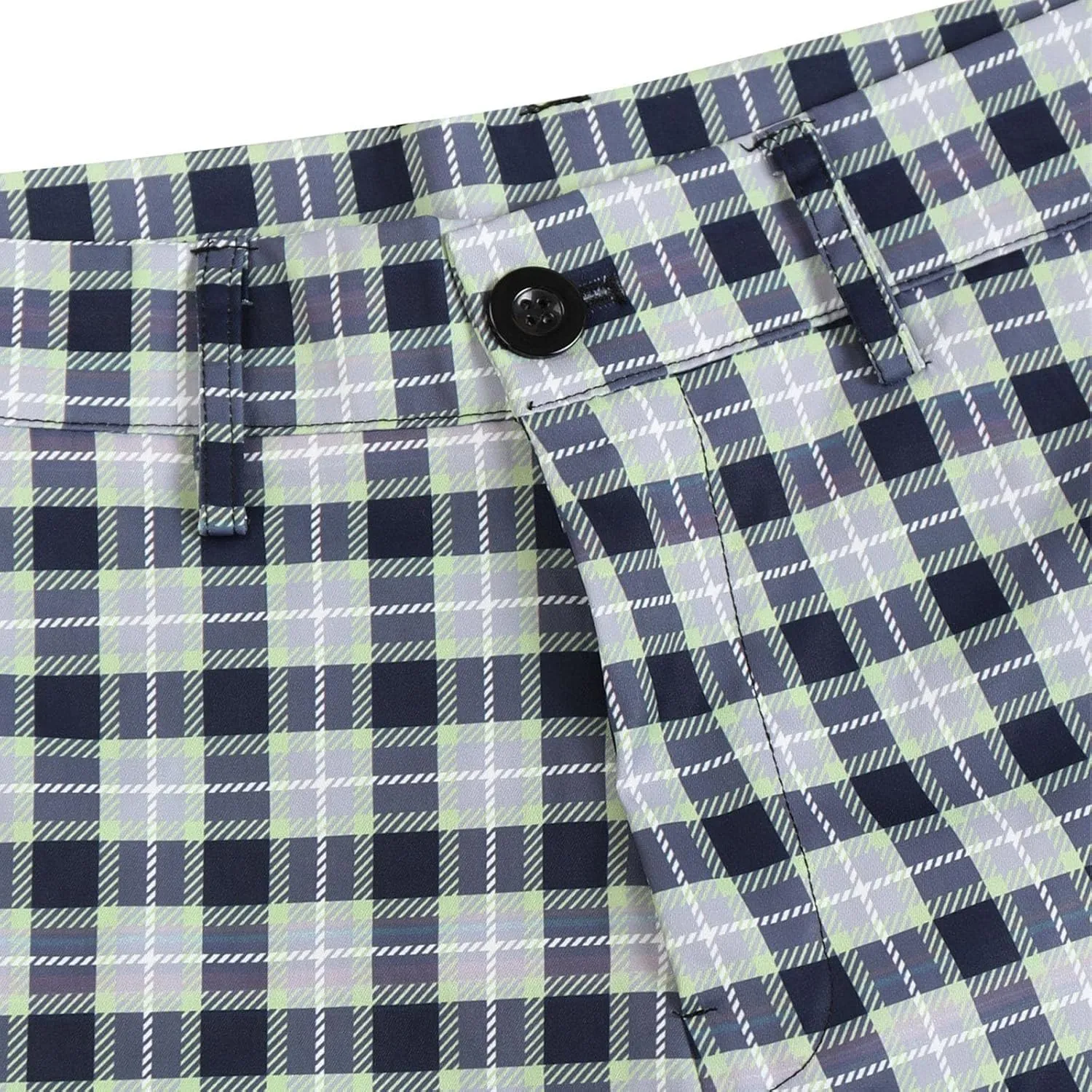 Men's Plaid Pants Regular Fit Elastic Waist Casual Pants Comfortable Tapered Leg Pants with 2 Pockets