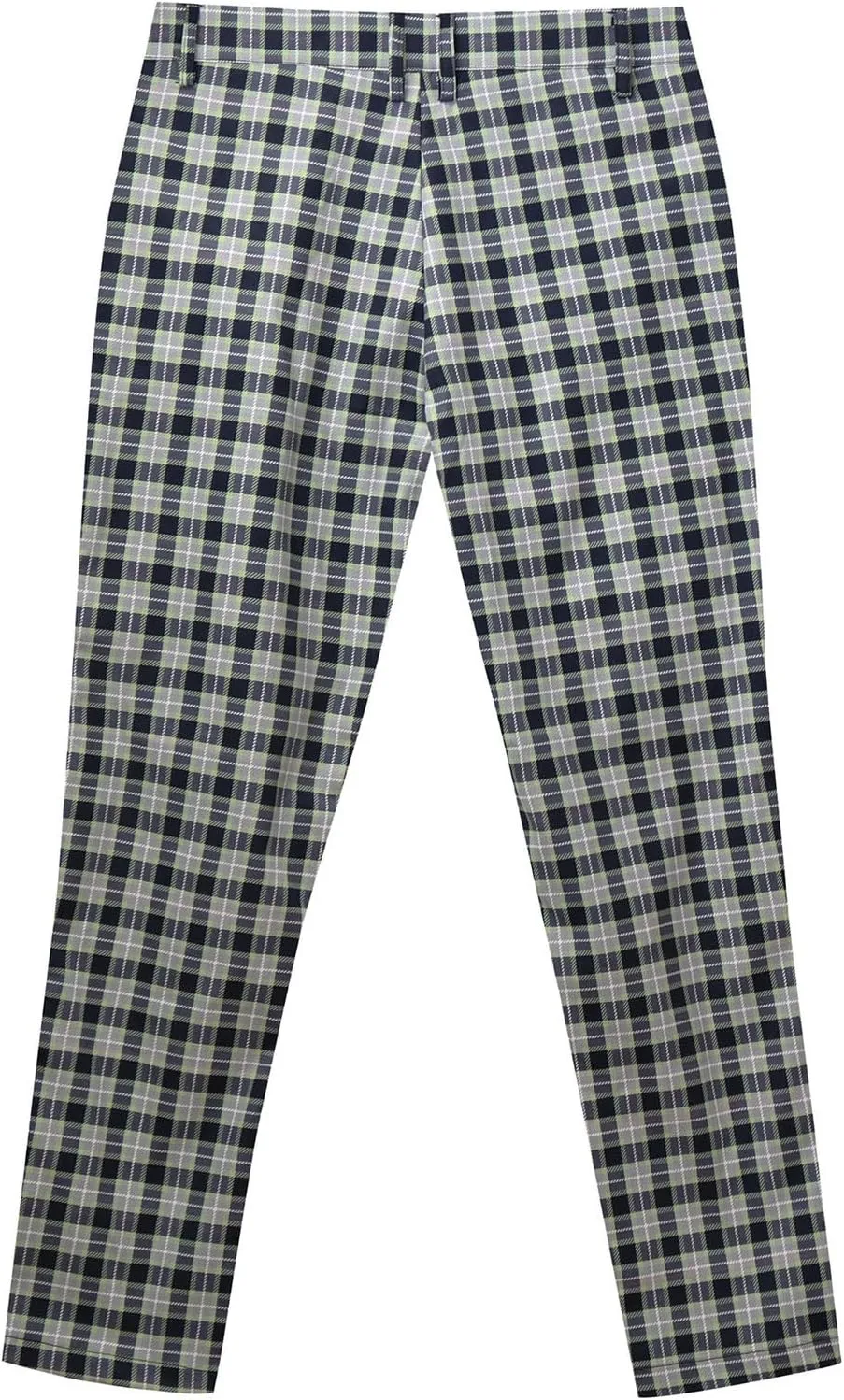 Men's Plaid Pants Regular Fit Elastic Waist Casual Pants Comfortable Tapered Leg Pants with 2 Pockets