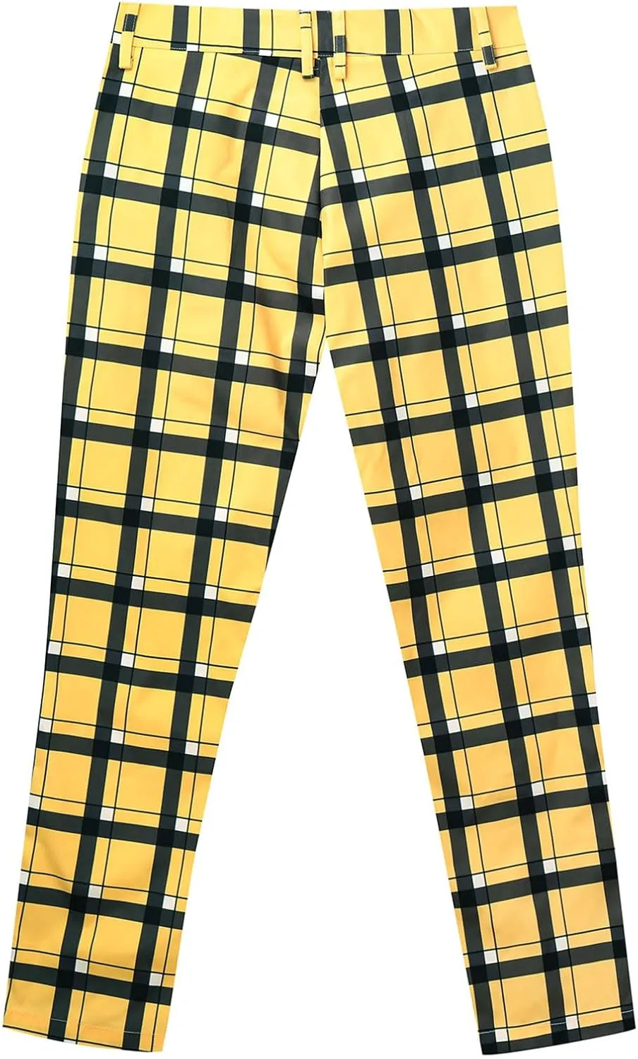 Men's Plaid Pants Regular Fit Elastic Waist Casual Pants Comfortable Tapered Leg Pants with 2 Pockets