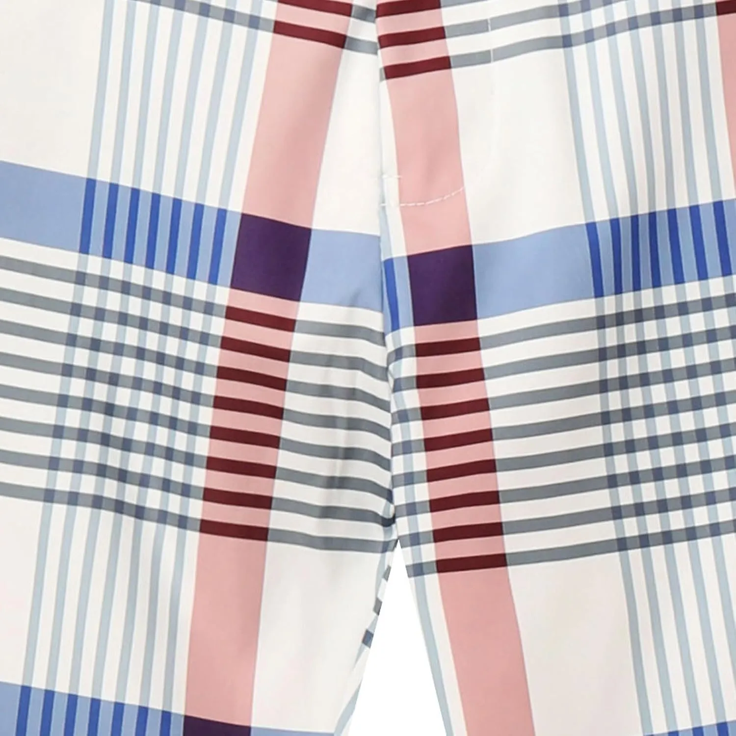 Men's Plaid Pants Regular Fit Elastic Waist Casual Pants Comfortable Tapered Leg Pants with 2 Pockets