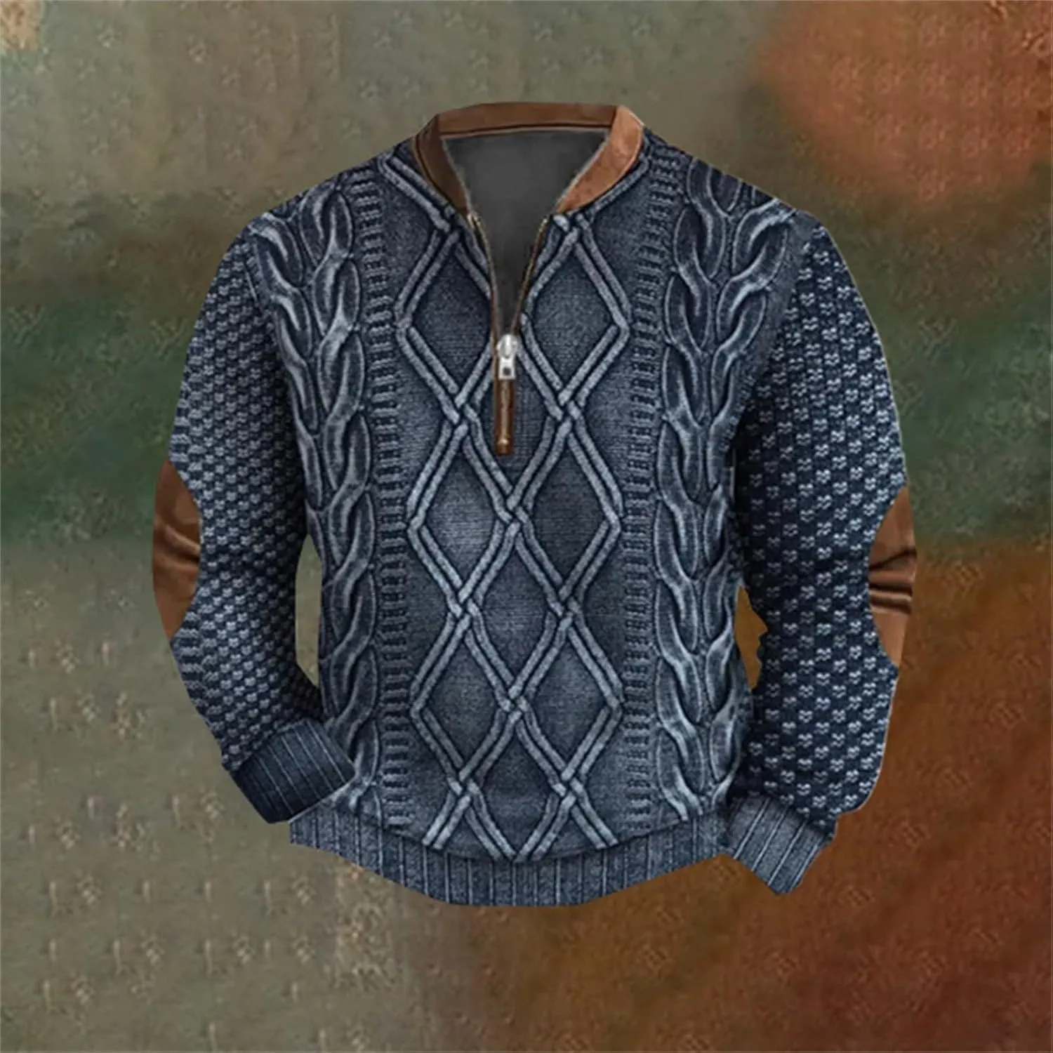 Men's Quarter Zip Up Sweaters Polo Sweatshirt Long Sleeved Hoodie Mens Casual Sweater Like Sweatshirt Zip Up