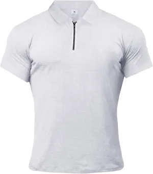 Mens Quarter-Zip V Neck Polo Shirt Basic Cotton Shirt Tops Slim Fit Short Sleeve Athletic T-Shirt Henley Shirt