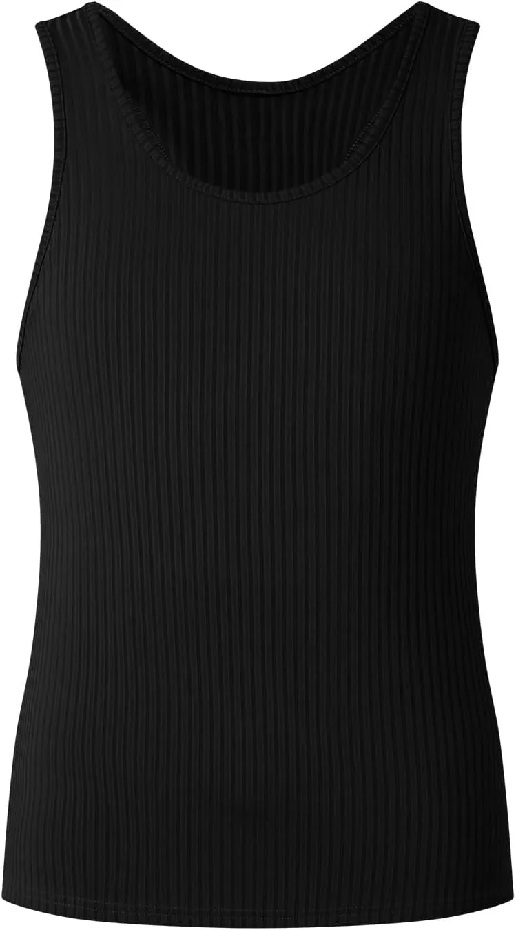 Mens Tank Tops Summer Solid Color Knitted Vertical Stripe Fitness Sports Tank Shirts