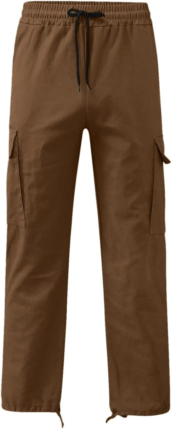 Mens Workout Cargo Sweatpants Pants Stretch Slim Fit Workout Bodybuilding Sweatpants Work Pants for Men with Pockets