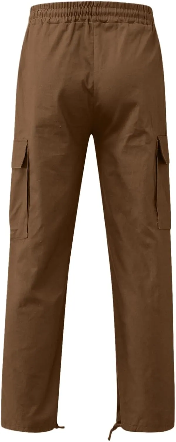 Mens Workout Cargo Sweatpants Pants Stretch Slim Fit Workout Bodybuilding Sweatpants Work Pants for Men with Pockets
