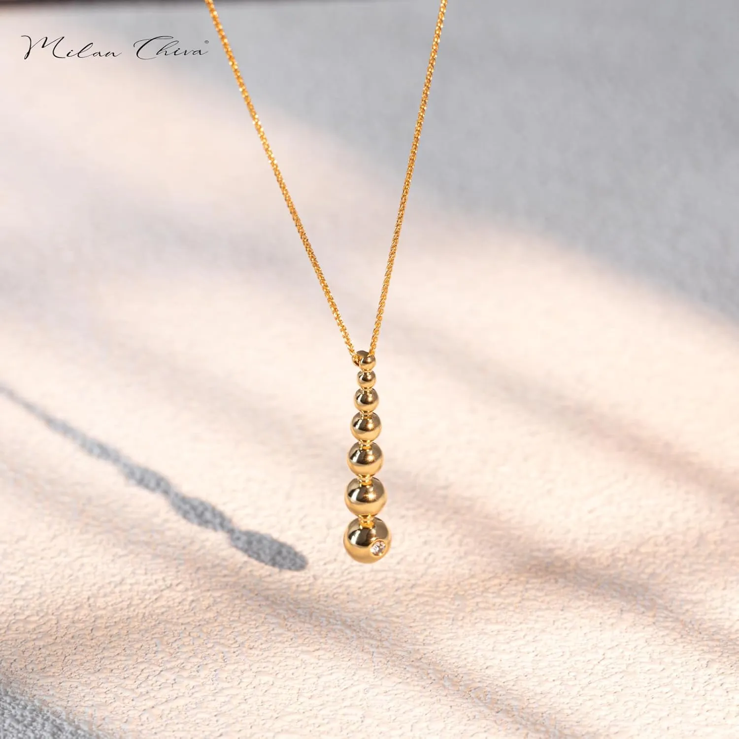 Milan Chiva Pendant Necklaces for Women 14K Gold Plated Chain Lightweight Dainty Jewelry