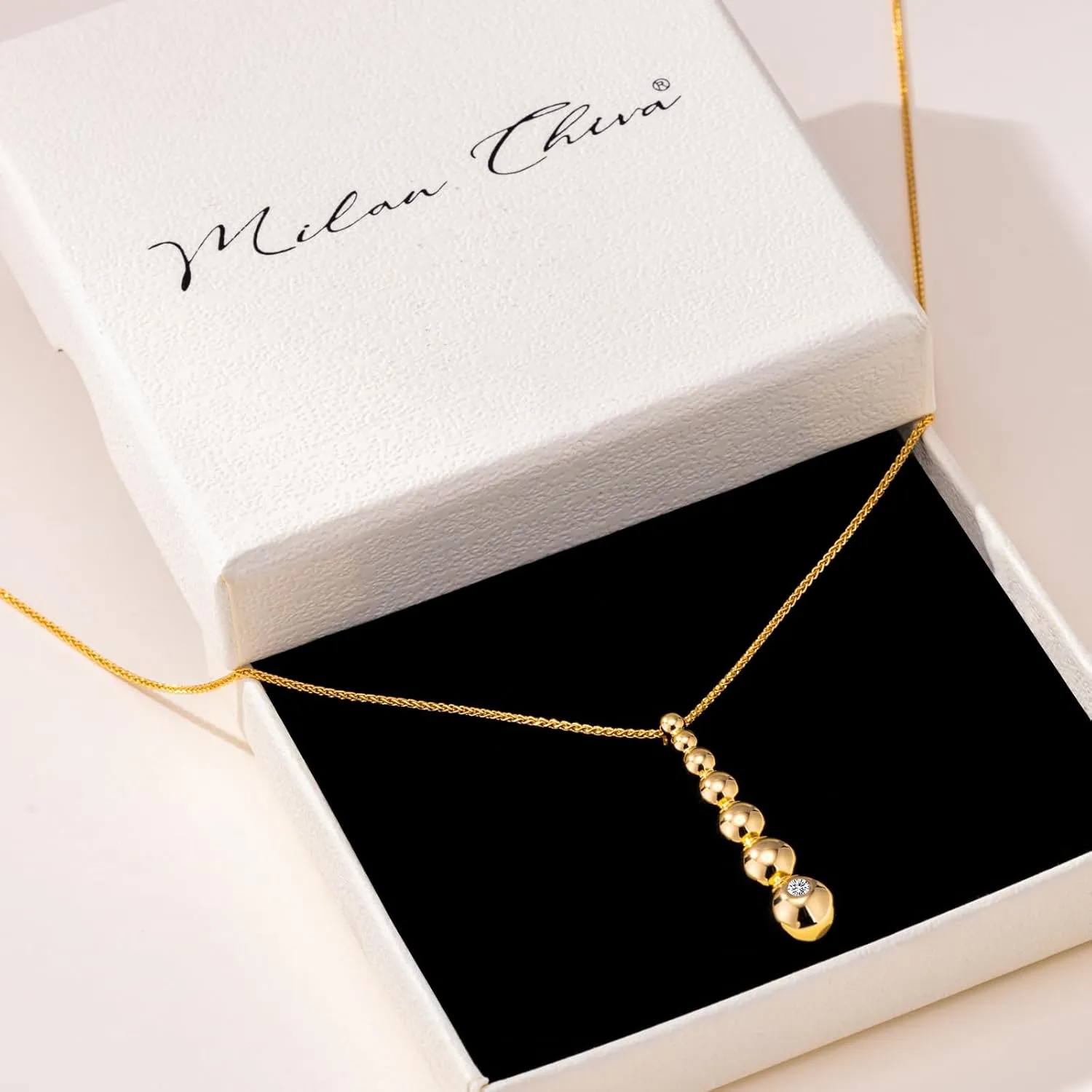 Milan Chiva Pendant Necklaces for Women 14K Gold Plated Chain Lightweight Dainty Jewelry