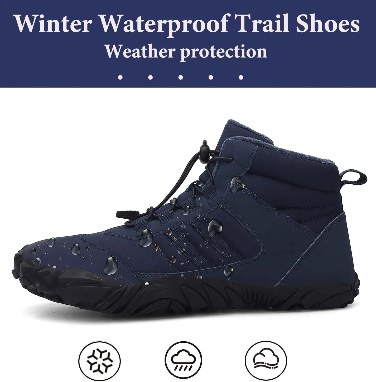 Mnplciea Barefoot Shoe Men Women Minimalist Trail Running Barefoot Sneakers Waterproof Hi-top Hiking Boots Wide Toe Box Cross Training Shoes Zero Drop Sole