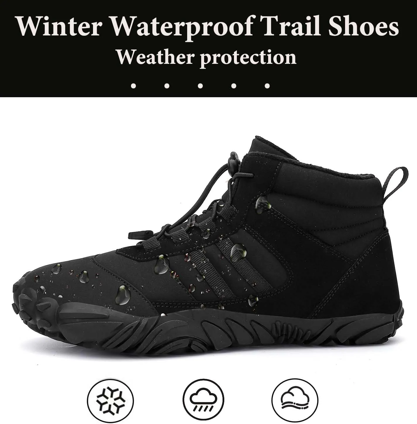 Mnplciea Barefoot Shoe Men Women Minimalist Trail Running Barefoot Sneakers Waterproof Hi-top Hiking Boots Wide Toe Box Cross Training Shoes Zero Drop Sole