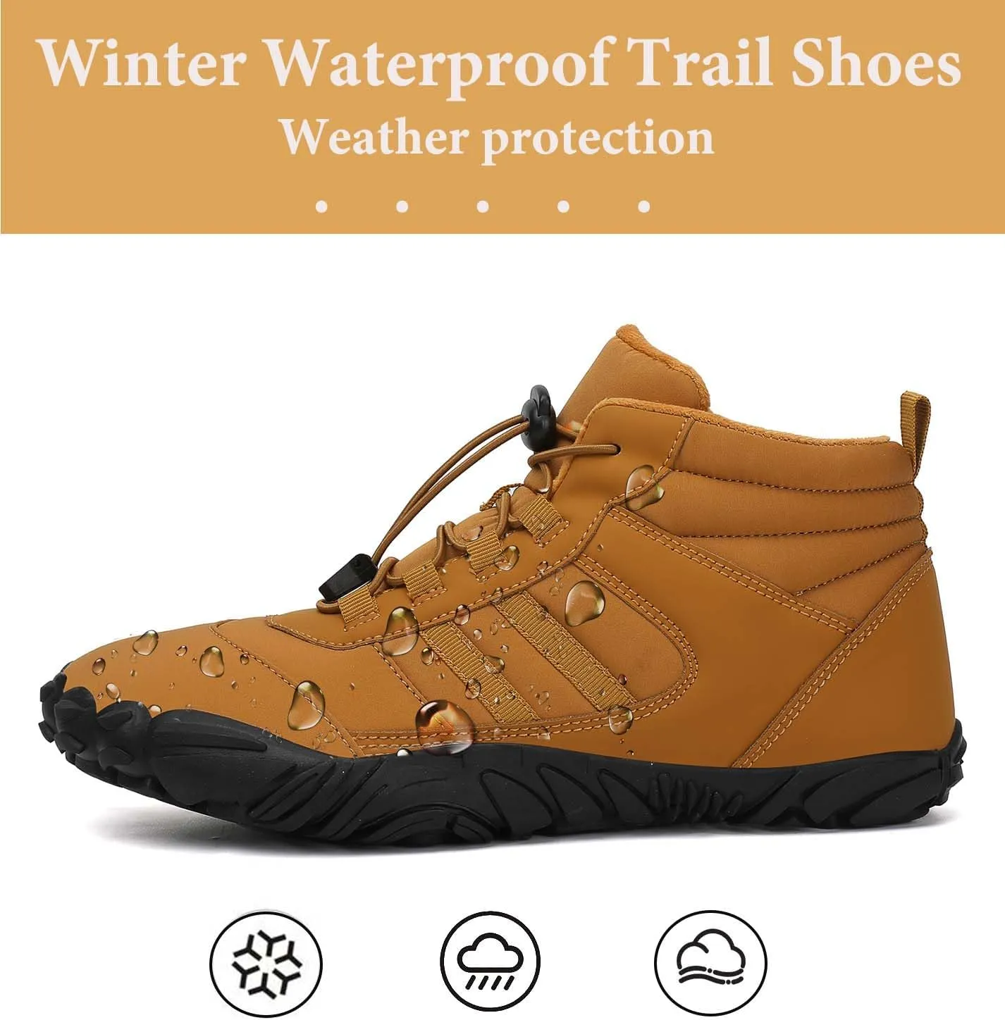 Mnplciea Barefoot Shoe Men Women Minimalist Trail Running Barefoot Sneakers Waterproof Hi-top Hiking Boots Wide Toe Box Cross Training Shoes Zero Drop Sole