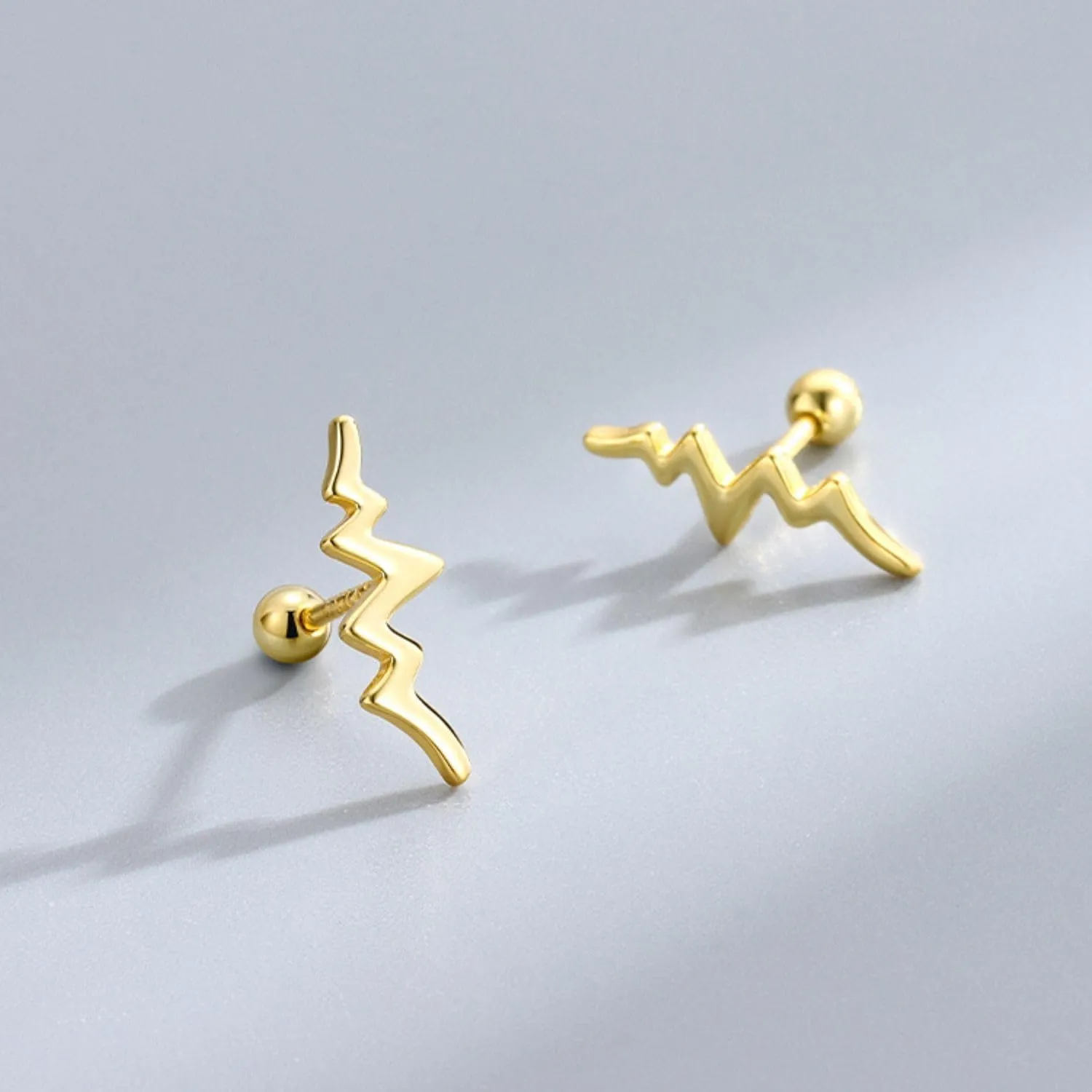 Mountain range Ear Climber, Line Ear Climber, Sterling Silver Electrocardiogram Ear Cartilage Studs Hypoallergenic Ear Crawler Minimalist Stud Earrings for Women