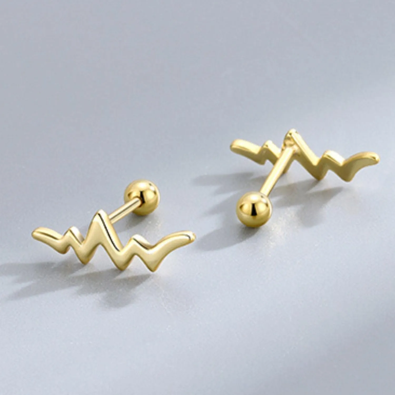 Mountain range Ear Climber, Line Ear Climber, Sterling Silver Electrocardiogram Ear Cartilage Studs Hypoallergenic Ear Crawler Minimalist Stud Earrings for Women