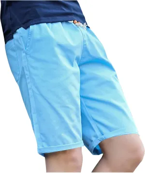 Muscularfit Mens Cotton Beach Shorts Outdoor Casual Lightweight Breathable Shorts with Pockets Drawstring Elastic Waist Short