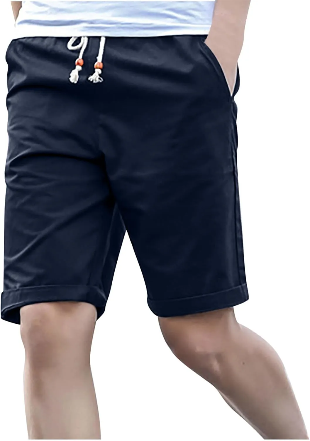 Muscularfit Mens Cotton Beach Shorts Outdoor Casual Lightweight Breathable Shorts with Pockets Drawstring Elastic Waist Short