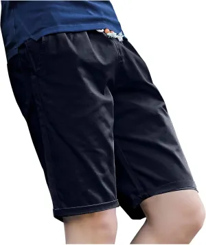 Muscularfit Mens Cotton Beach Shorts Outdoor Casual Lightweight Breathable Shorts with Pockets Drawstring Elastic Waist Short