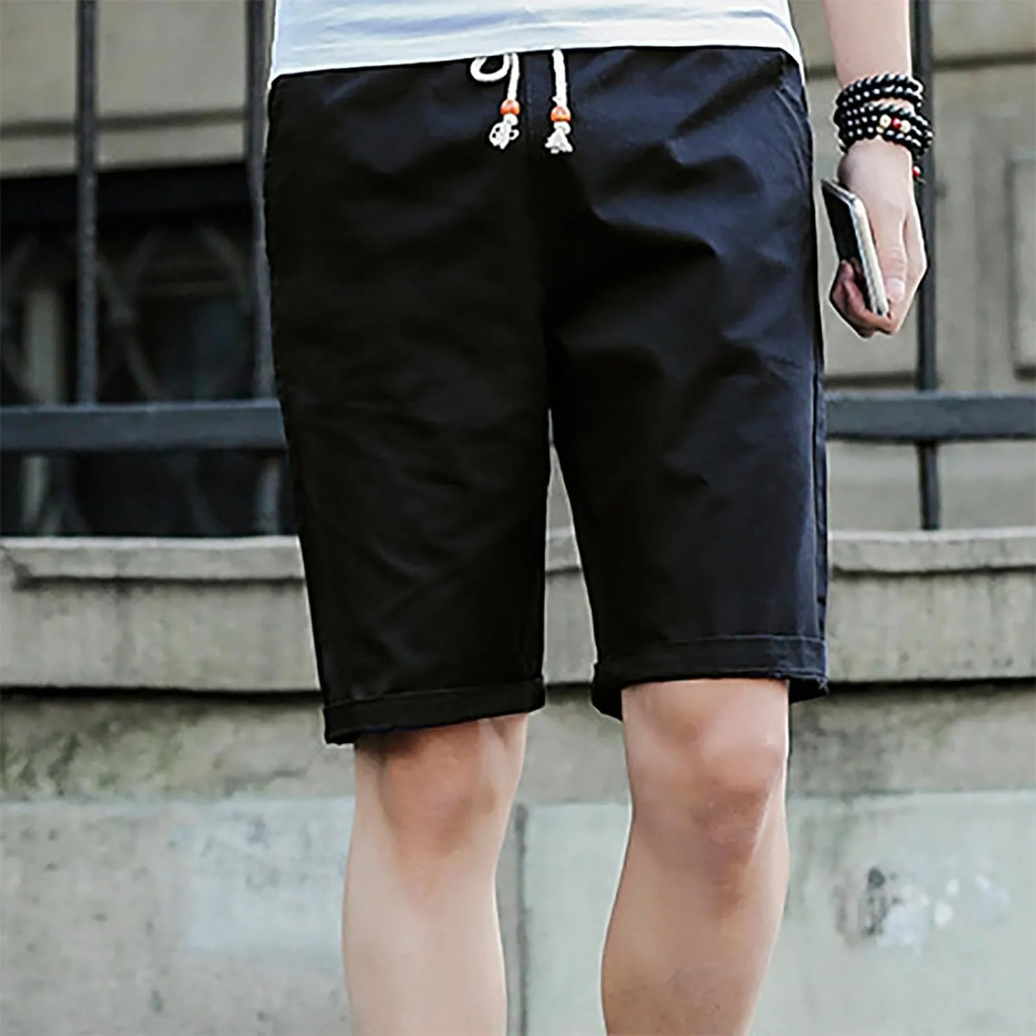 Muscularfit Mens Cotton Beach Shorts Outdoor Casual Lightweight Breathable Shorts with Pockets Drawstring Elastic Waist Short