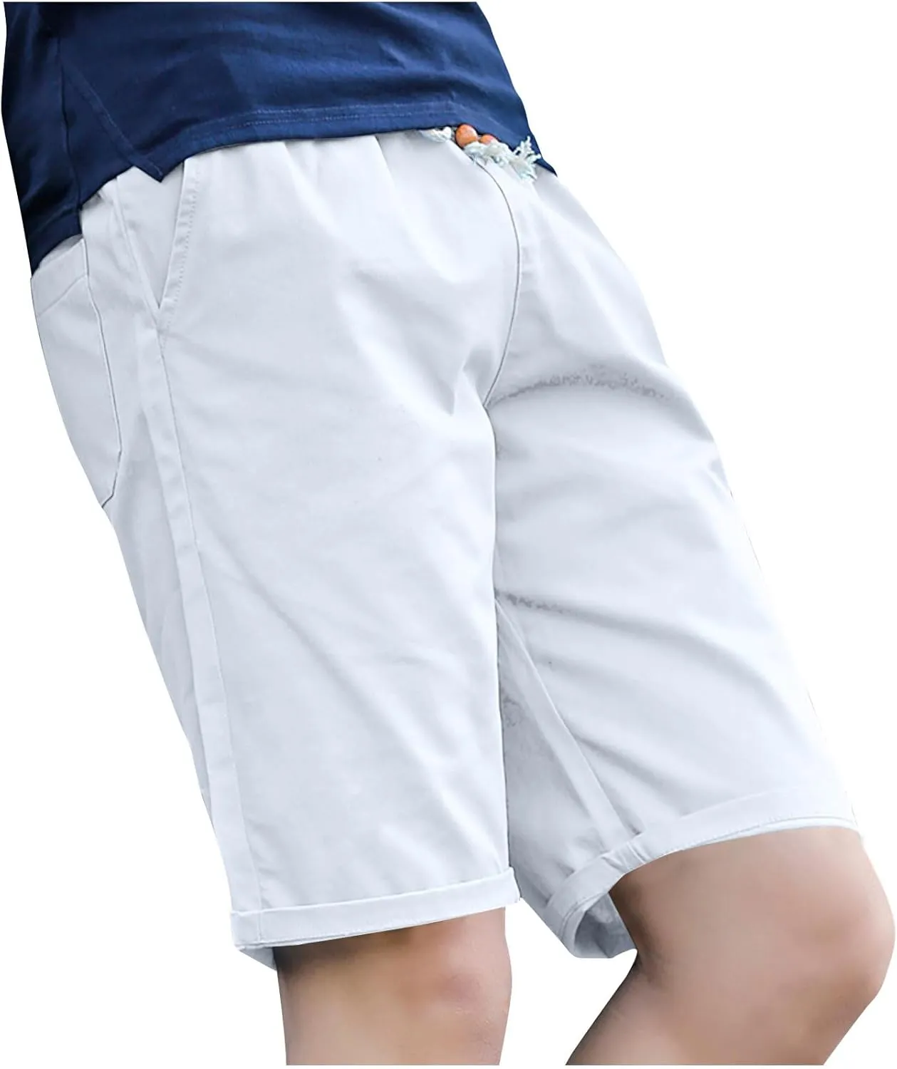 Muscularfit Mens Cotton Beach Shorts Outdoor Casual Lightweight Breathable Shorts with Pockets Drawstring Elastic Waist Short