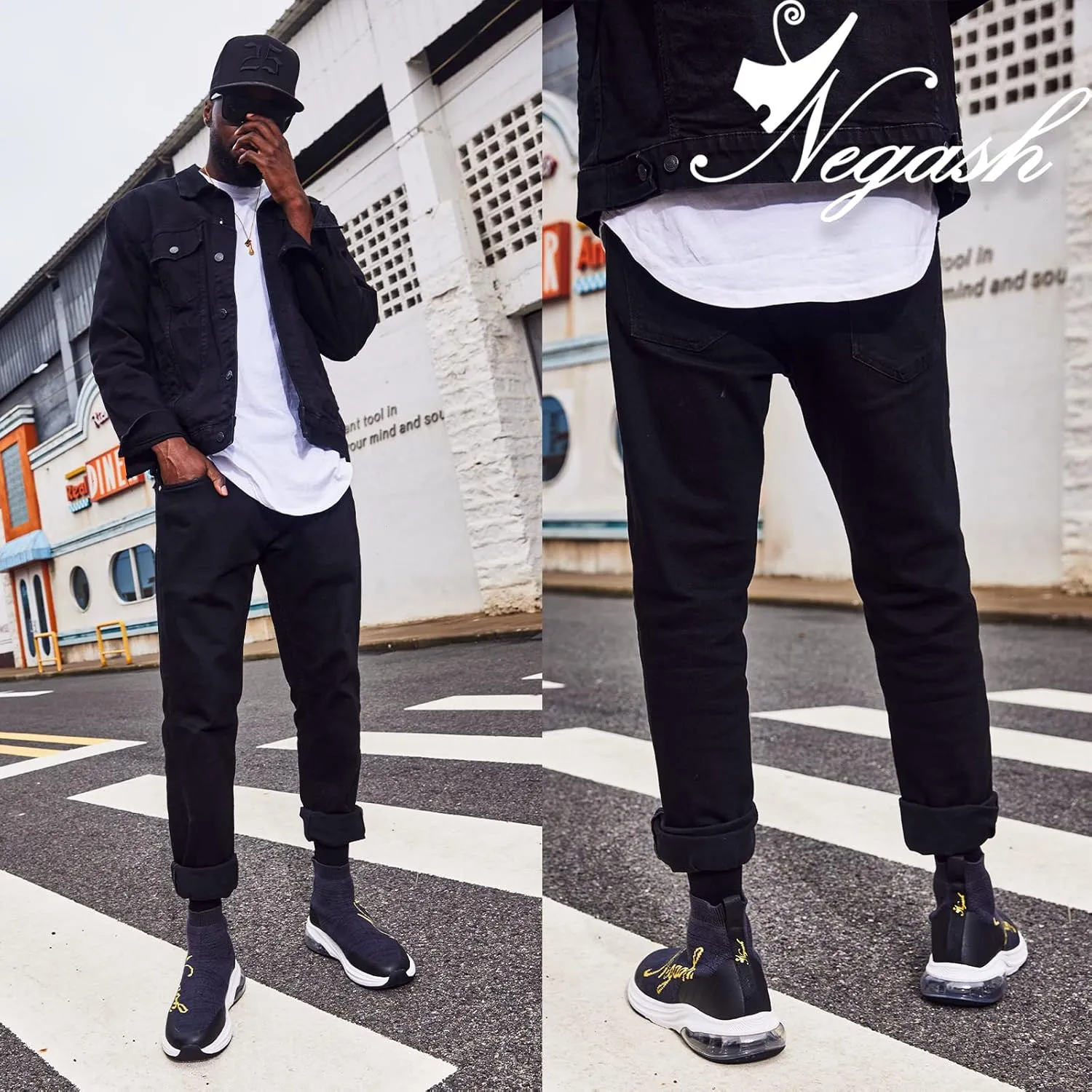 Negash Fashion Sneakers for Men Breathable Sock Shoes for Men Casual Slip On Walking Sneakers Lightweight Running Shoes