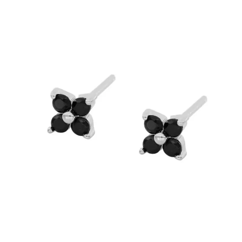 NEW fashion earrings jewelry 925 sterling silver black diamond minimalist flower earrings set flower dangle hoop earrings women (gold, studs)