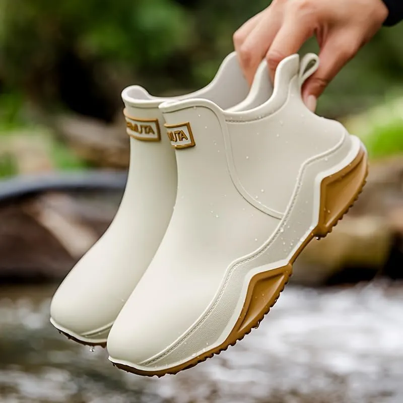 Non-slip Waterproof Men's Rain Boots, Wear-resistant Ankle Rain Shoes For Outdoor Working Fishing wellies