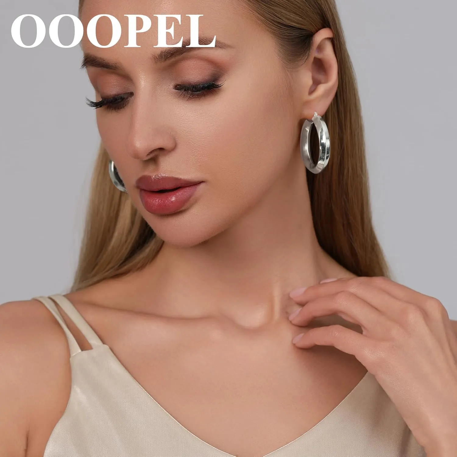 OOOPEL 40mm 925 Sterling Silver Hoop Earrings for Women Hollow Tube Hoops Earrings Hypoallergenic Lightweight Large Hoop Earrings Women Jewelry Gifts