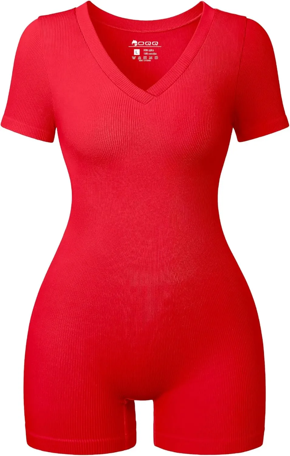 OQQ Women Rompers Short Sleeve V Neck Summer Casual Stretch Overalls Shorts Jumpsuit 2025 Clothes