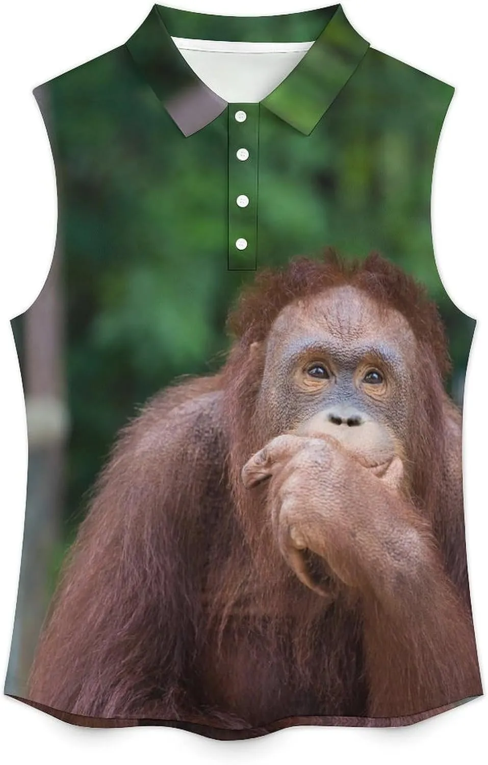 Orangutans Posting Thinking Women's Sleeveless Golf Polo Shirts Athletic Tank Tops