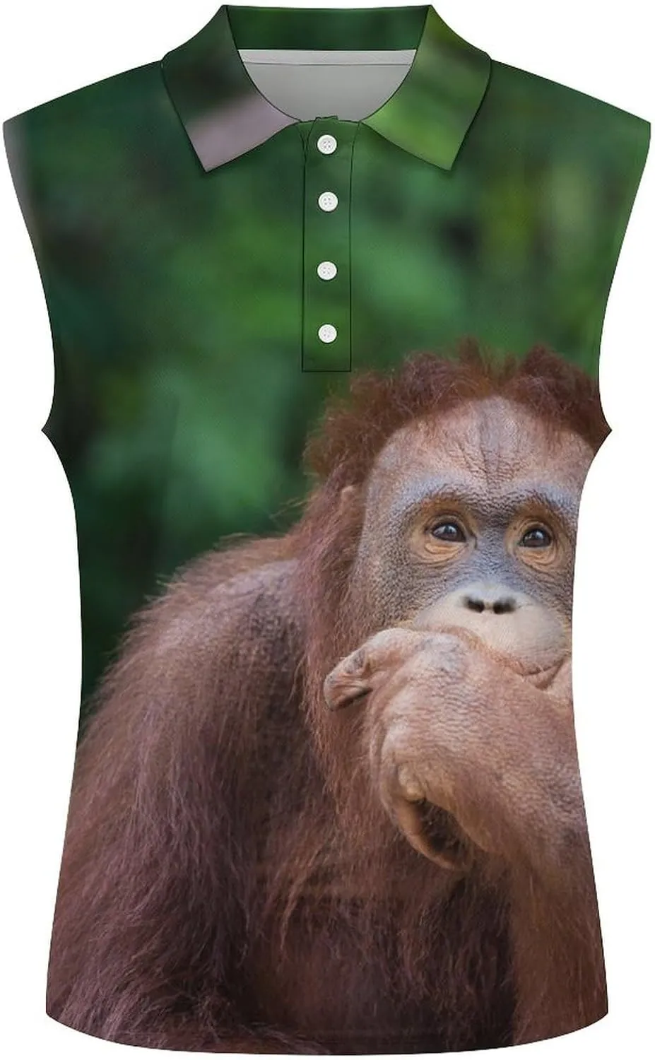 Orangutans Posting Thinking Women's Sleeveless Golf Polo Shirts Athletic Tank Tops