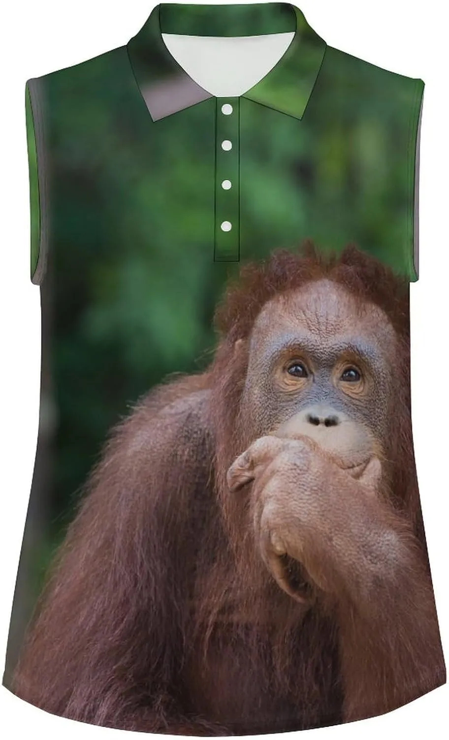 Orangutans Posting Thinking Women's Sleeveless Golf Polo Shirts Athletic Tank Tops