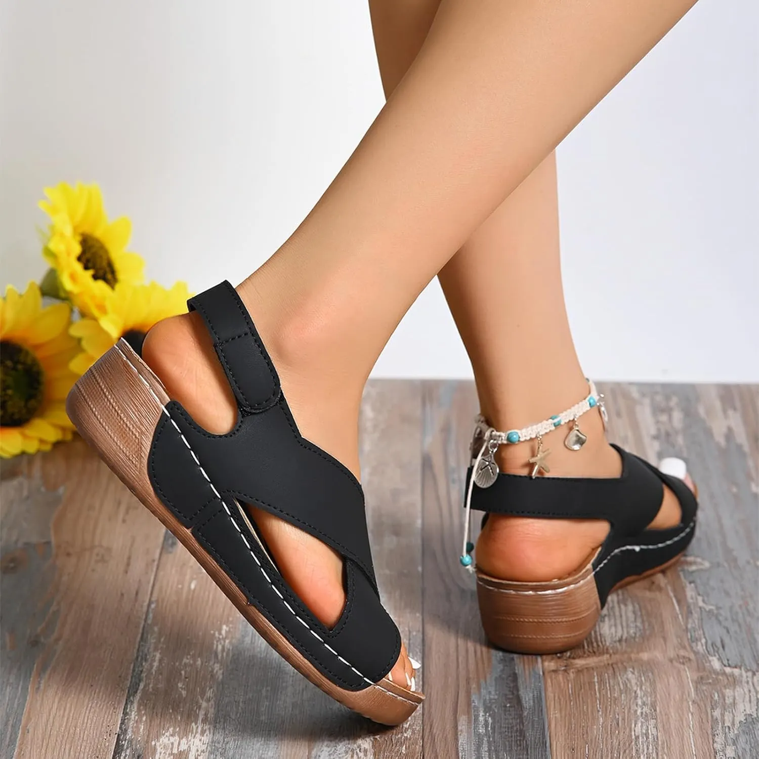 Orthopedic Sandals for Women Summer Wedge Sandals 2025 Walking Open Toe Casual Dressy Platform Sandal Slip on Shoes for Beach Work Comfortable Orthopedic Sandal with Arch Support 2025