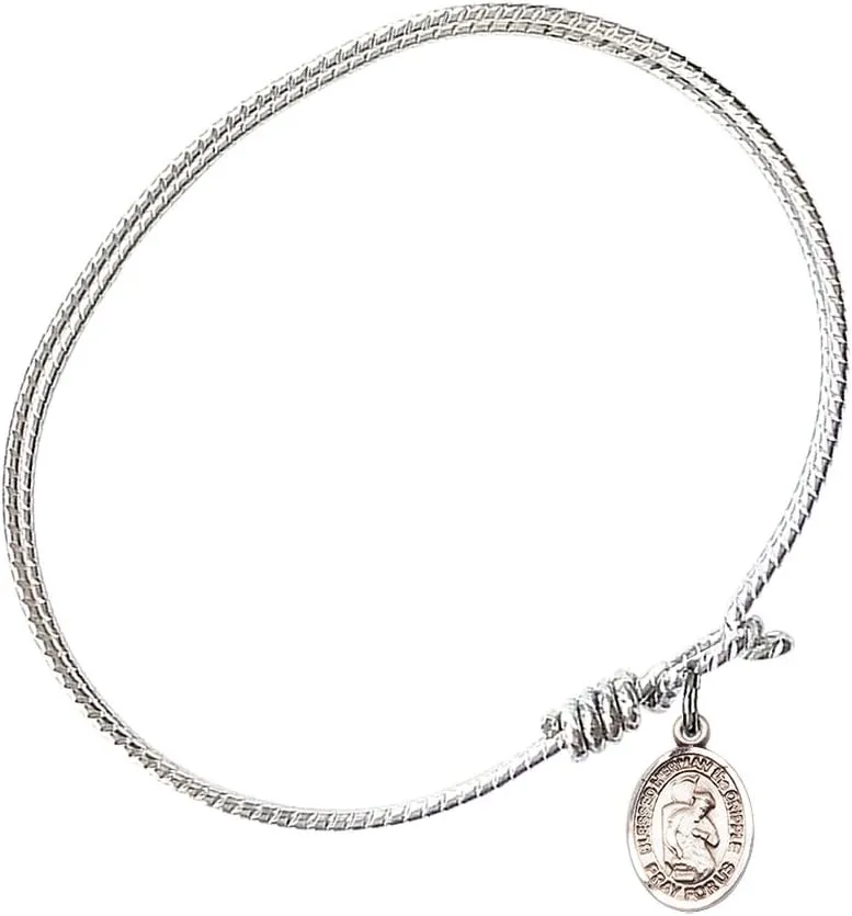 Oval Eye Hook Bangle Bracelet w/Blessed Herman The Cripple in Sterling Silver