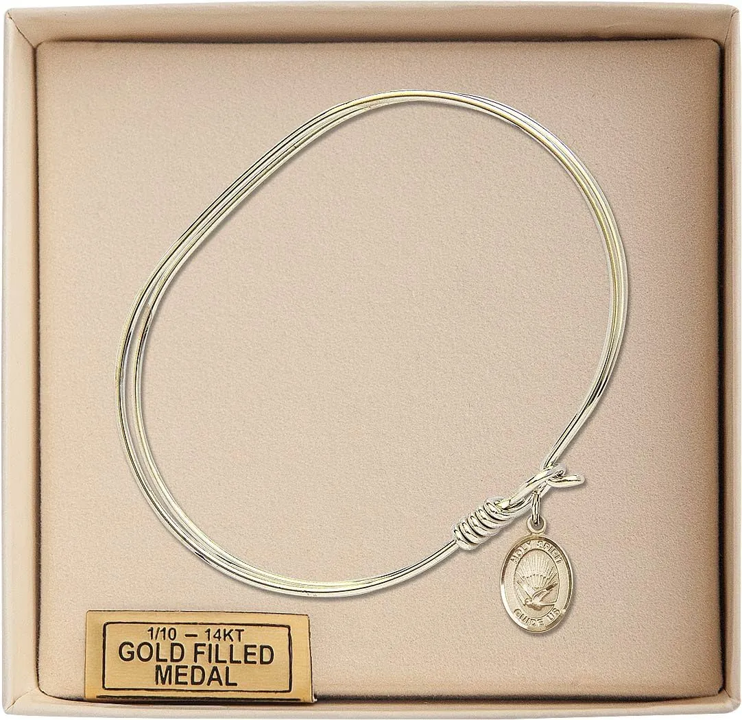 Oval Eye Hook Bangle Bracelet w/Holy Spirit in Gold-Filled