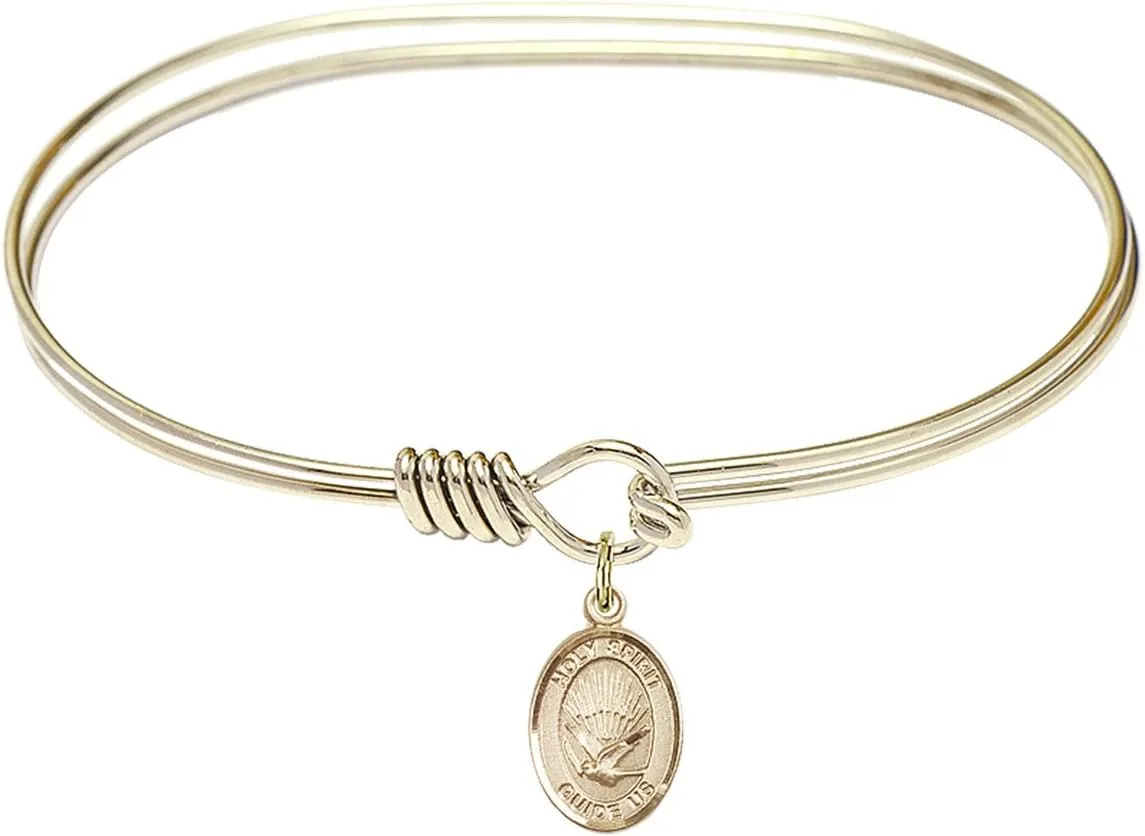 Oval Eye Hook Bangle Bracelet w/Holy Spirit in Gold-Filled