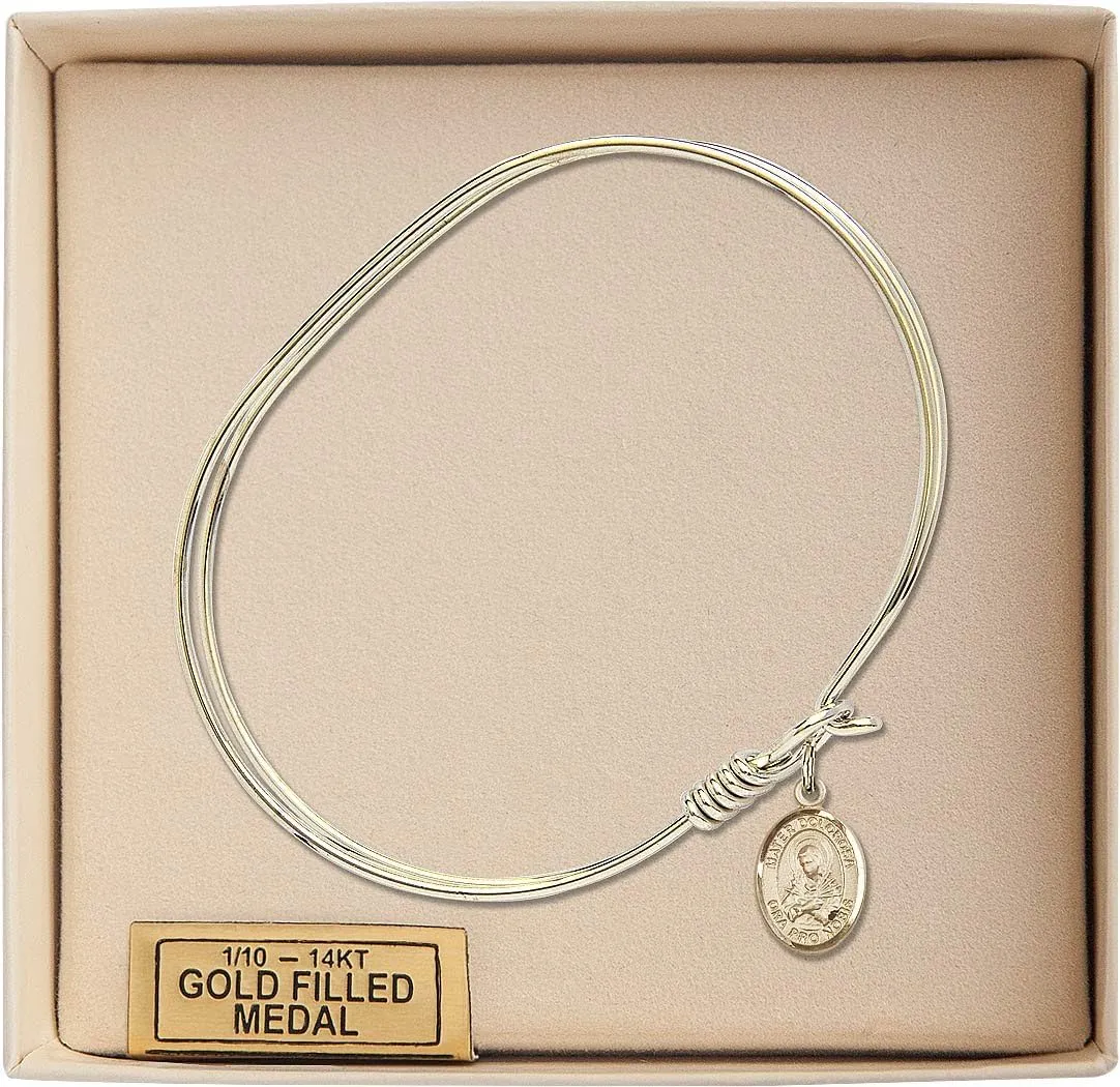 Oval Eye Hook Bangle Bracelet w/Mater Dolorosa in Gold-Filled