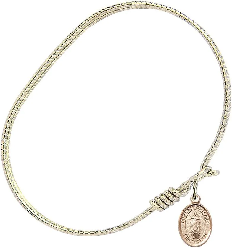 Oval Eye Hook Bangle Bracelet w/Our Lady of Tears in Gold-Filled