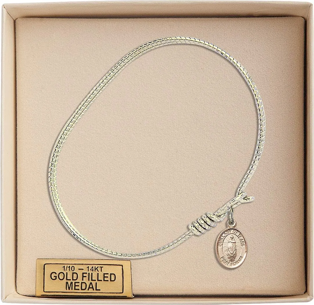Oval Eye Hook Bangle Bracelet w/Our Lady of Tears in Gold-Filled