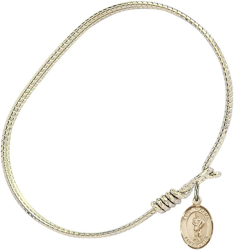 Oval Eye Hook Bangle Bracelet w/St. Florian in Gold-Filled