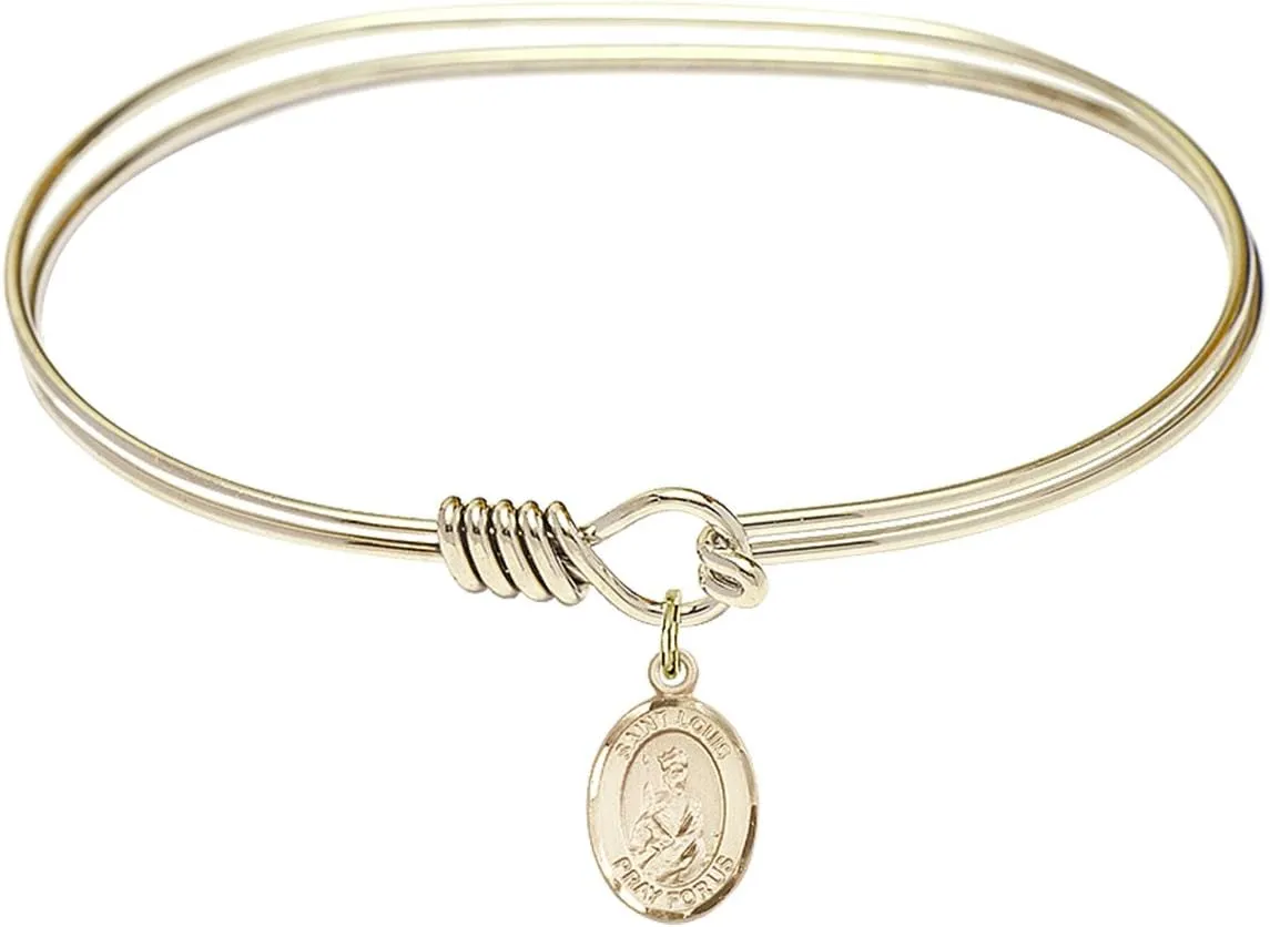 Oval Eye Hook Bangle Bracelet w/St. Louis in Gold-Filled