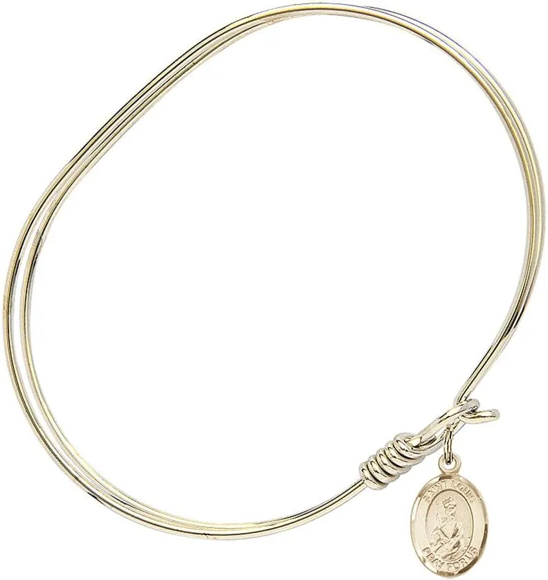 Oval Eye Hook Bangle Bracelet w/St. Louis in Gold-Filled
