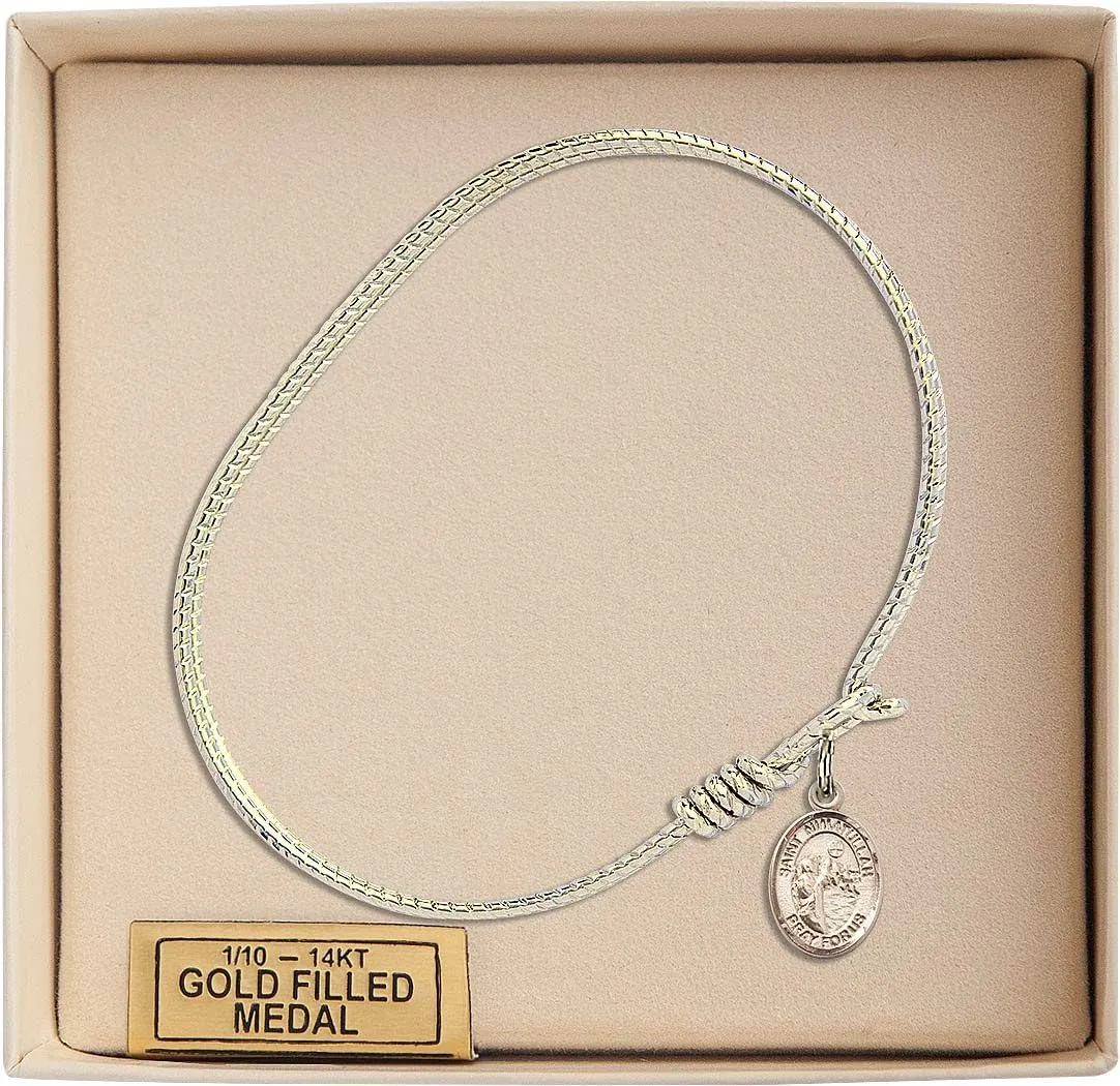 Oval Eye Hook Bangle Bracelet w/St. Nimatullah in Gold-Filled