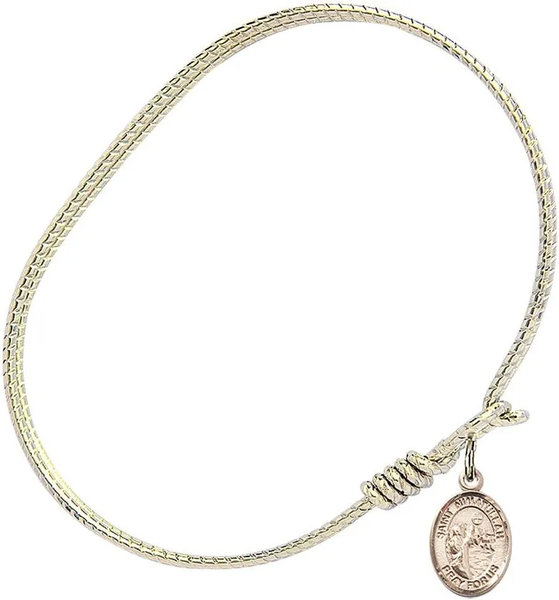 Oval Eye Hook Bangle Bracelet w/St. Nimatullah in Gold-Filled