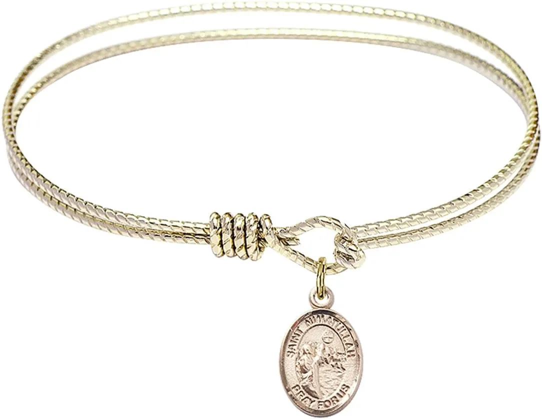 Oval Eye Hook Bangle Bracelet w/St. Nimatullah in Gold-Filled