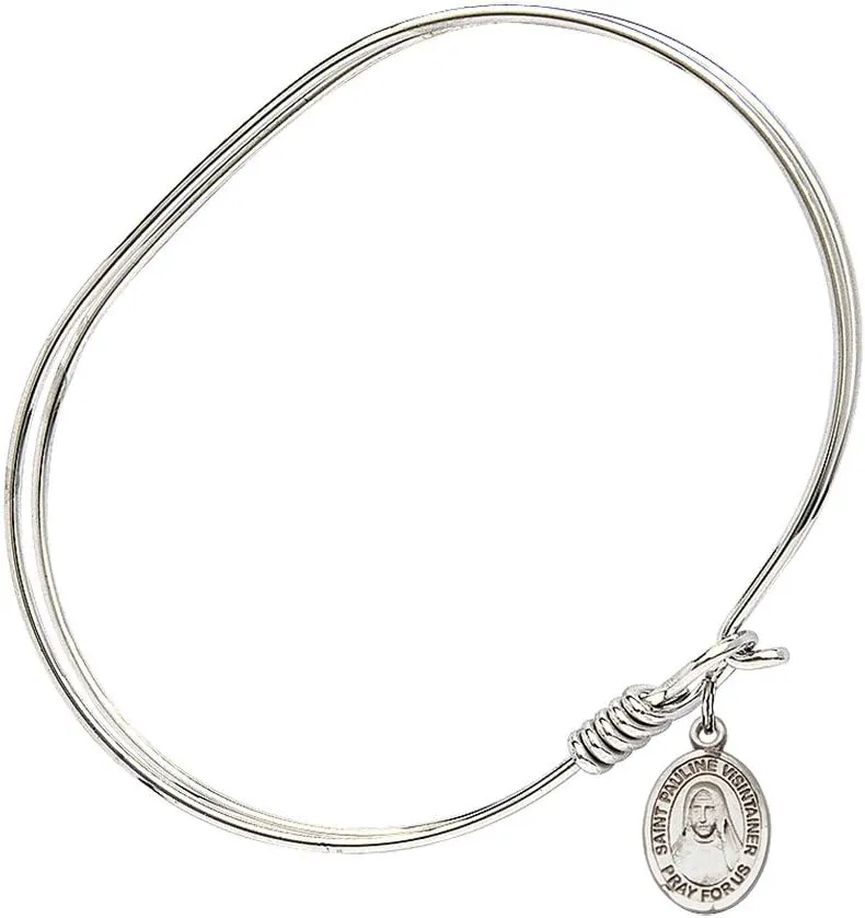 Oval Eye Hook Bangle Bracelet w/St. Pauline Visintainer in Sterling Silver