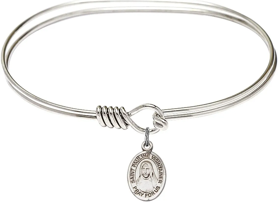 Oval Eye Hook Bangle Bracelet w/St. Pauline Visintainer in Sterling Silver