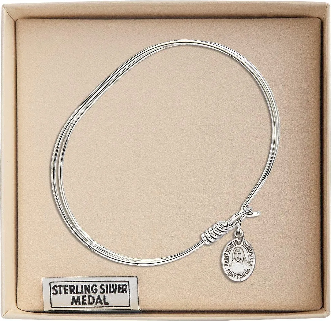 Oval Eye Hook Bangle Bracelet w/St. Pauline Visintainer in Sterling Silver