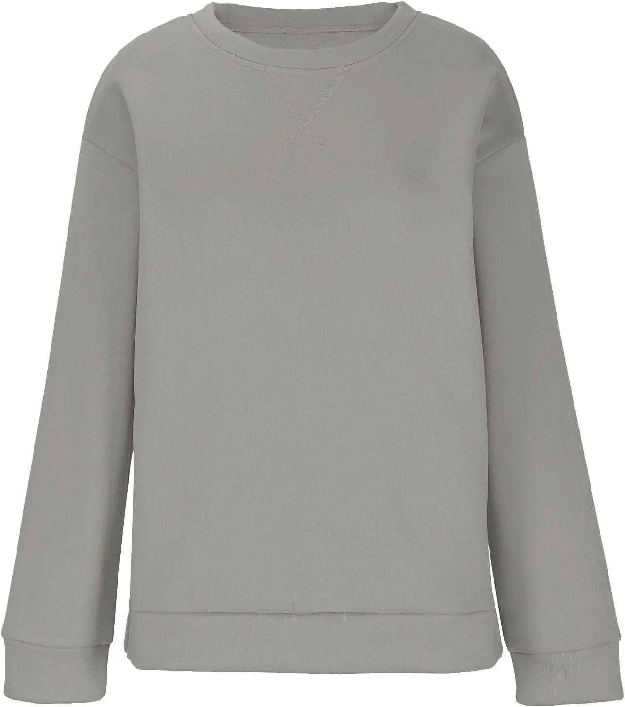 Oversized Crewneck Sweatshirt Women Side Slit Long Sleeve Fleece Pullover Tops Soft Cozy Plain Hoodie Preppy Clothes