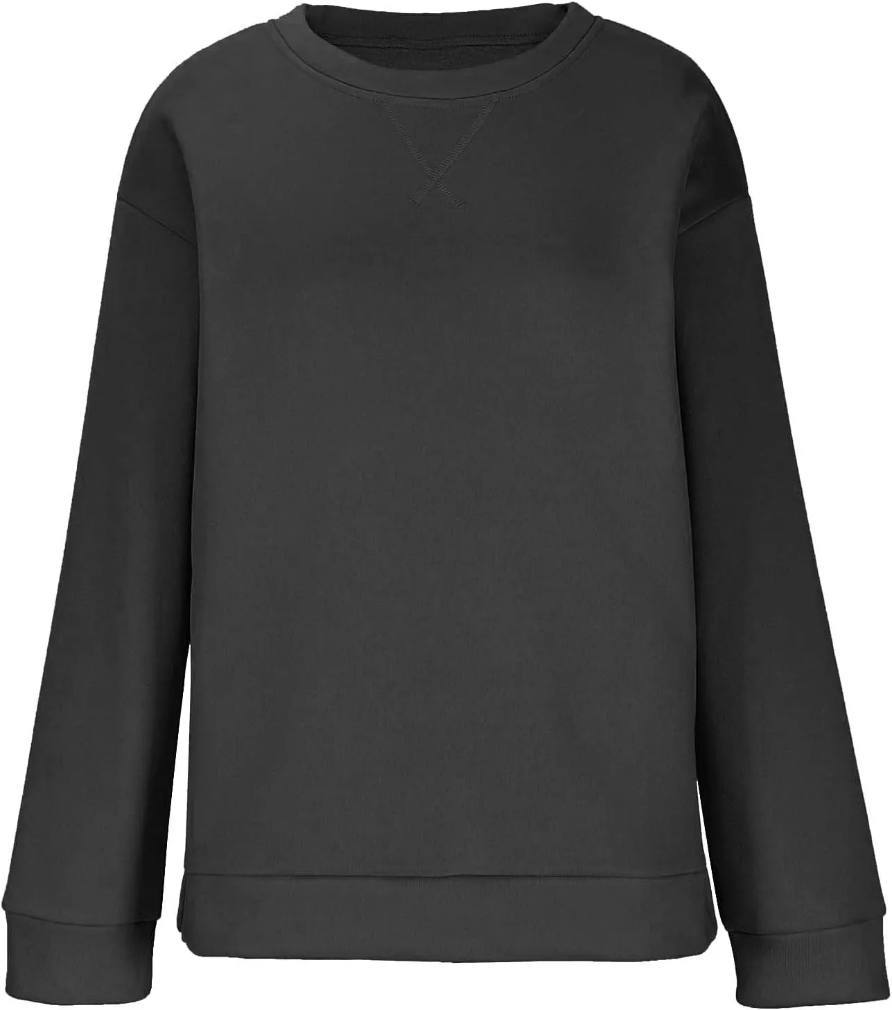 Oversized Crewneck Sweatshirt Women Side Slit Long Sleeve Fleece Pullover Tops Soft Cozy Plain Hoodie Preppy Clothes