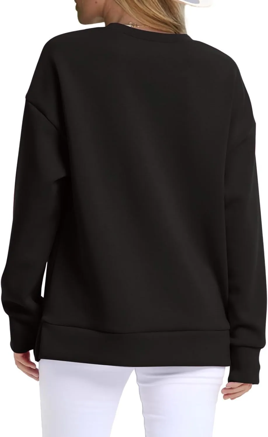 Oversized Crewneck Sweatshirt Women Side Slit Long Sleeve Fleece Pullover Tops Soft Cozy Plain Hoodie Preppy Clothes