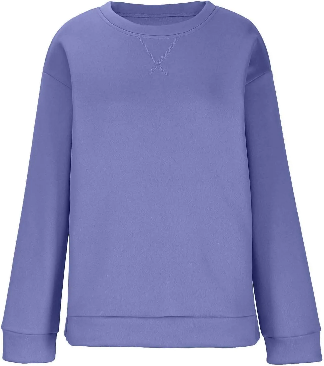 Oversized Crewneck Sweatshirt Women Side Slit Long Sleeve Fleece Pullover Tops Soft Cozy Plain Hoodie Preppy Clothes