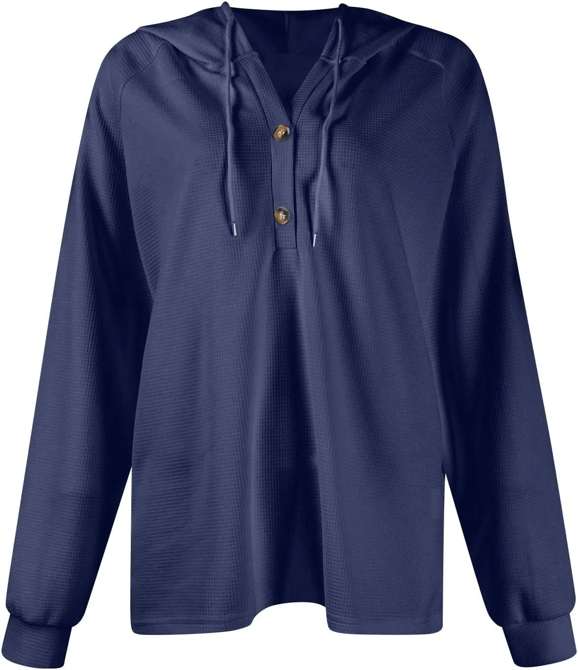 Oversized Hoodies for Women Soft V Neck Waffle Knit Hooded Sweatshirt Lightweight Fall Long Sleeve Pullover Sweaters
